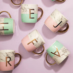 Frosted Deco Marble Effect and Pastel Green Monogram Mug, K - Joe’s Haven