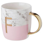 Frosted Deco Marble Effect and Pink Monogram Mug, F - Joe’s Haven