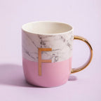 Frosted Deco Marble Effect and Pink Monogram Mug, F - Joe’s Haven