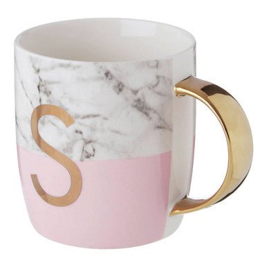Mimo Pastel Pink S Letter Monogram Mug - Joe’s Haven