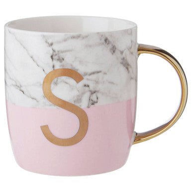 Mimo Pastel Pink S Letter Monogram Mug - Joe’s Haven