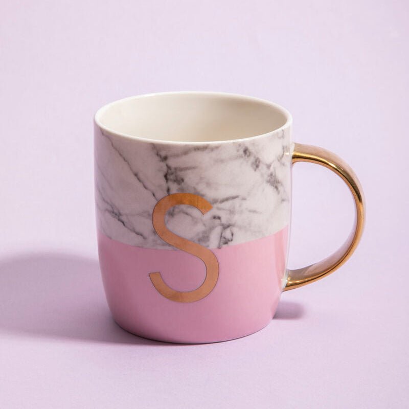 Mimo Pastel Pink S Letter Monogram Mug - Joe’s Haven