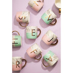 Frosted Deco Marble Effect and Pink Monogram Mug, C - Joe’s Haven