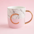 Frosted Deco Marble Effect and Pink Monogram Mug, C - Joe’s Haven