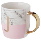 Frosted Deco Marble Effect and Pink Monogram Mug, J - Joe’s Haven