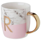 Frosted Deco Marble Effect and Pink Monogram Mug, R - Joe’s Haven