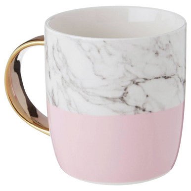 Frosted Deco Marble Effect and Pink Monogram Mug, R - Joe’s Haven