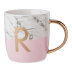Frosted Deco Marble Effect and Pink Monogram Mug, R - Joe’s Haven