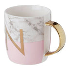 Frosted Deco Marble Effect and Pink Monogram Mug, N - Joe’s Haven