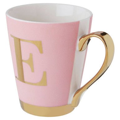 Frosted Deco Pink Monogram Mug, E - Joe’s Haven