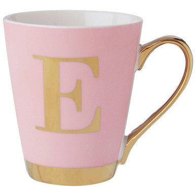 Frosted Deco Pink Monogram Mug, E - Joe’s Haven