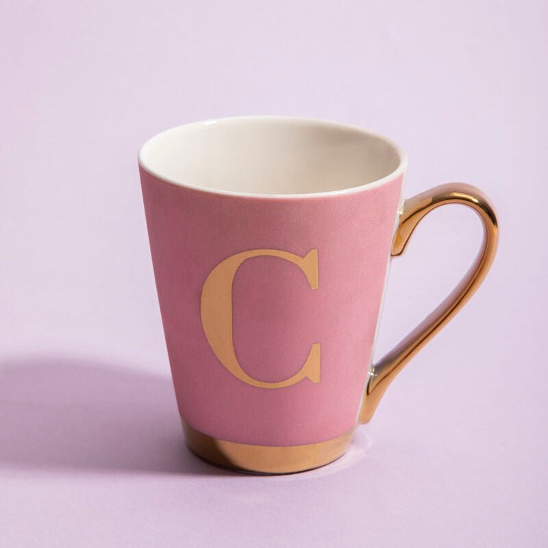 Frosted Deco Pink Monogram Mug, C - Joe’s Haven
