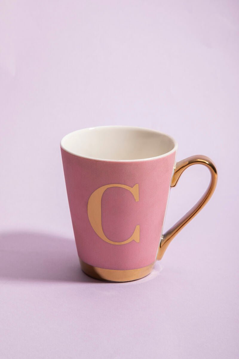 Frosted Deco Pink Monogram Mug, C - Joe’s Haven