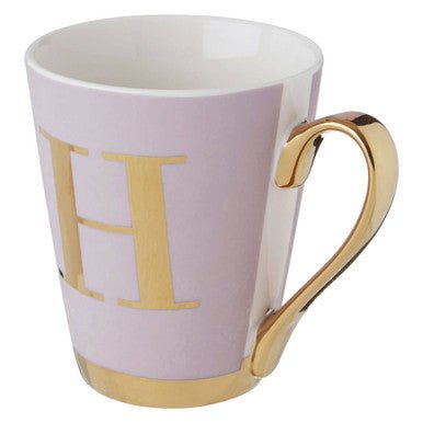 Frosted Deco Lilac Monogram Mug, H - Joe’s Haven