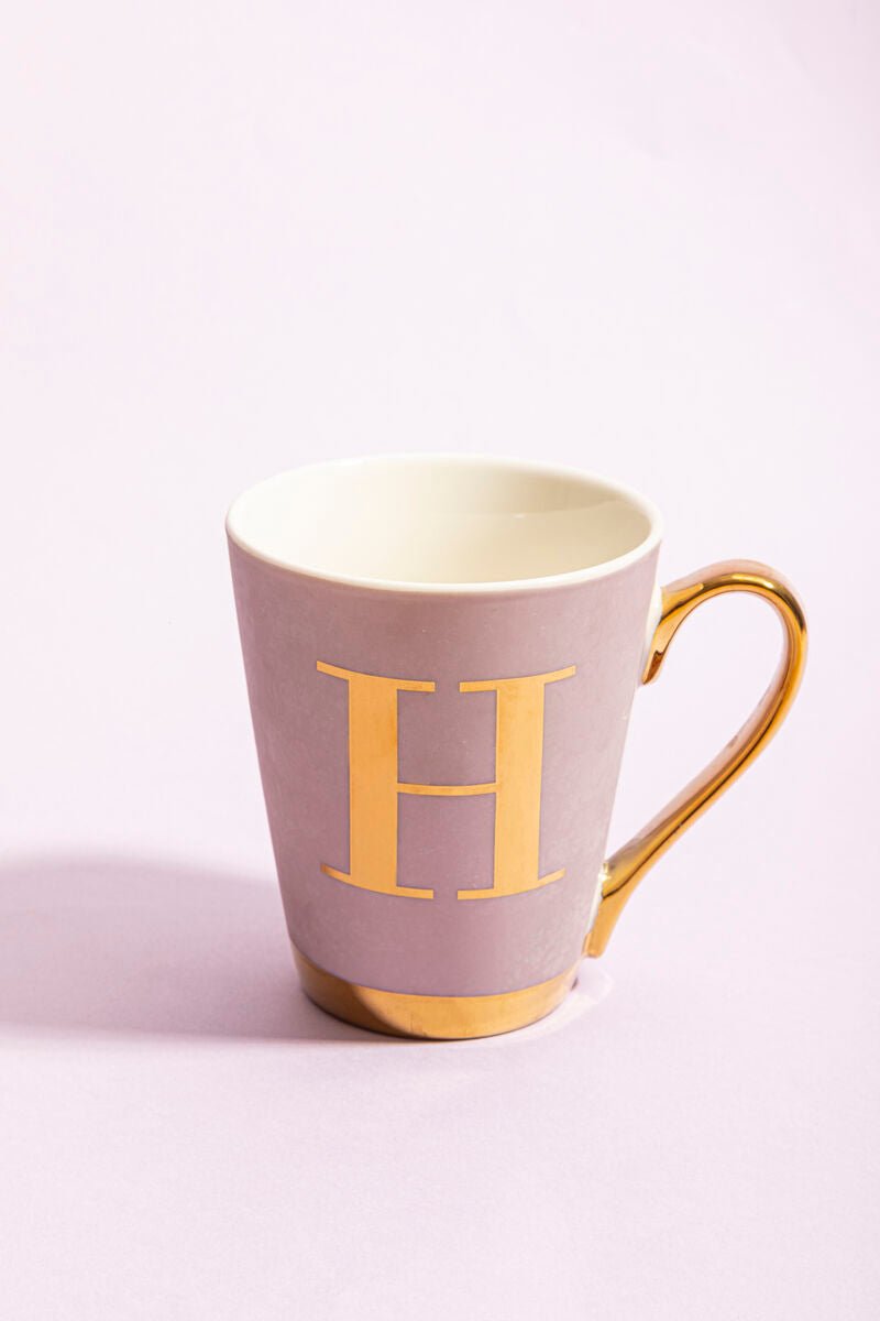 Frosted Deco Lilac Monogram Mug, H - Joe’s Haven