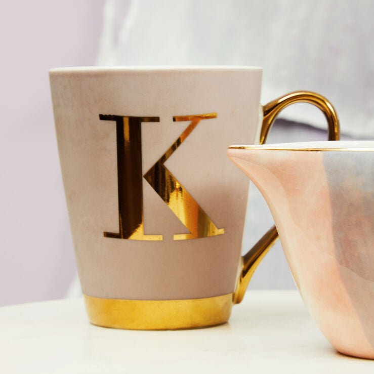 Mimo Pastel Pink Frosted Deco K Letter Monogram Mug - Joe’s Haven