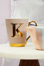 Mimo Pastel Pink Frosted Deco K Letter Monogram Mug - Joe’s Haven
