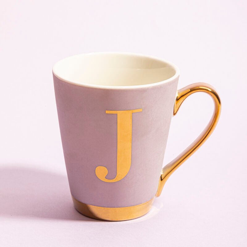 Frosted Deco Lilac Monogram Mug, J - Joe’s Haven