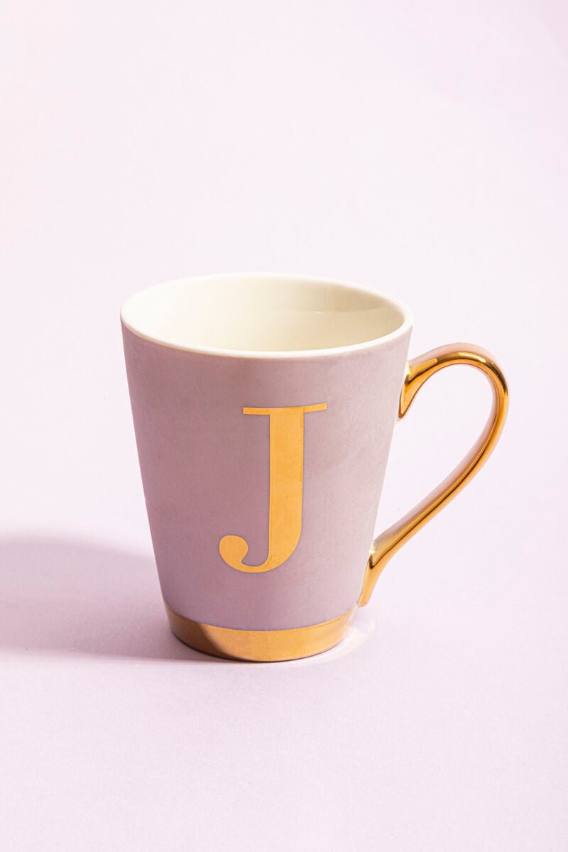 Frosted Deco Lilac Monogram Mug, J - Joe’s Haven