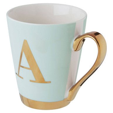 Mimo Green Frosted Deco A Letter Monogram Mug - Joe’s Haven