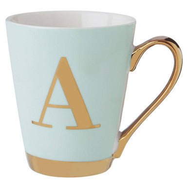 Mimo Green Frosted Deco A Letter Monogram Mug - Joe’s Haven