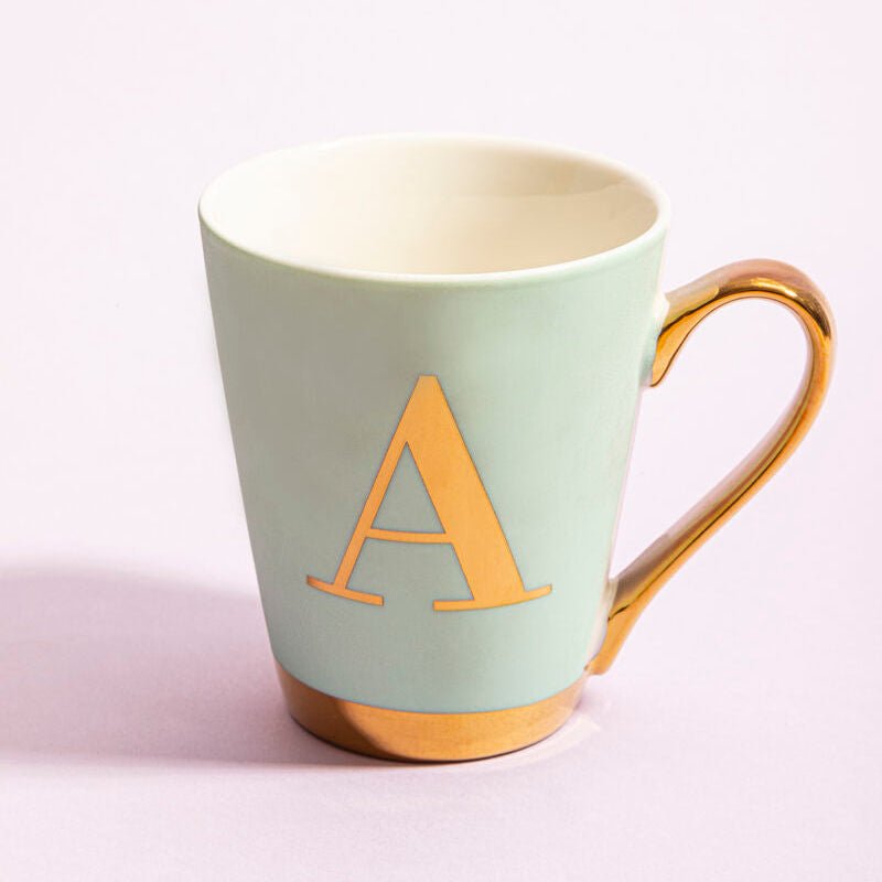 Mimo Green Frosted Deco A Letter Monogram Mug - Joe’s Haven