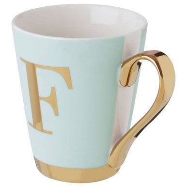 Mimo Green Frosted Deco F Letter Monogram Mug - Joe’s Haven