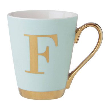 Mimo Green Frosted Deco F Letter Monogram Mug - Joe’s Haven