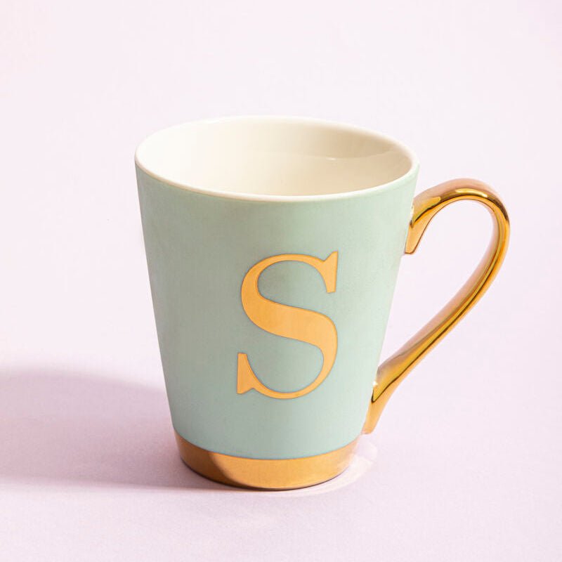 Mimo Green Frosted Deco S Letter Monogram Mug - Joe’s Haven