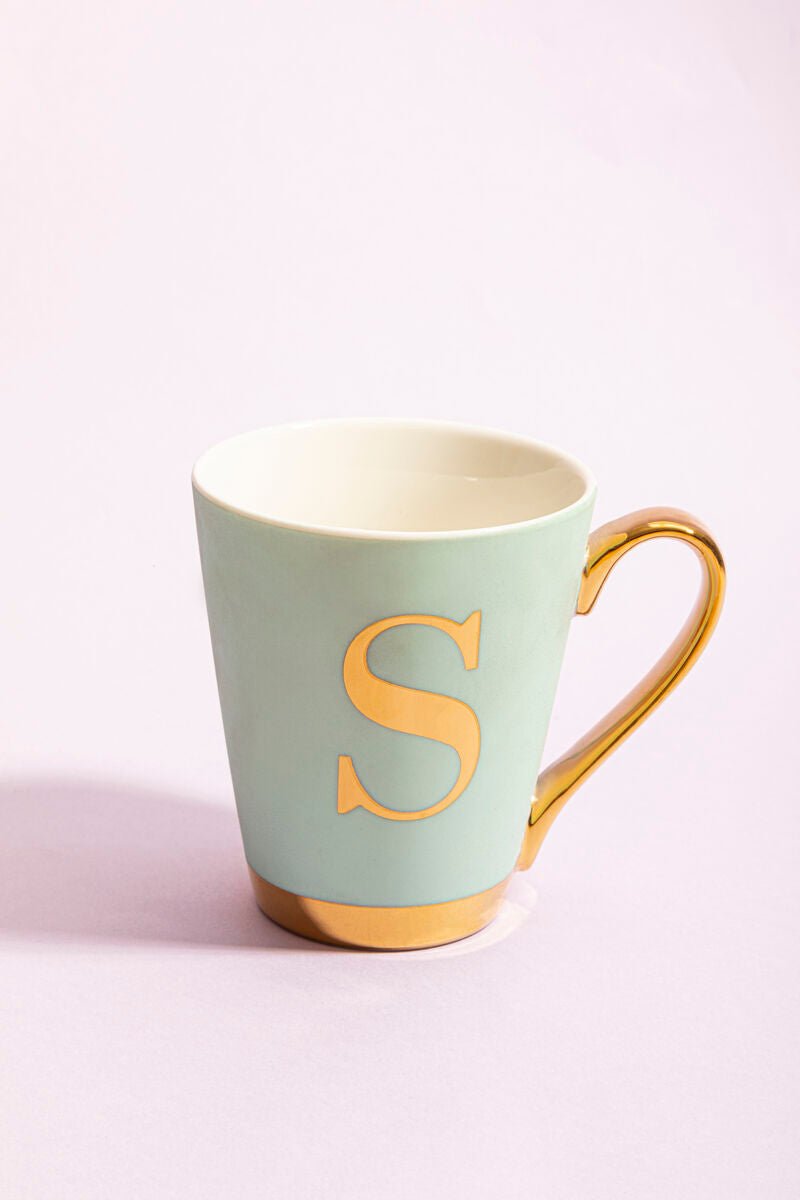Mimo Green Frosted Deco S Letter Monogram Mug - Joe’s Haven