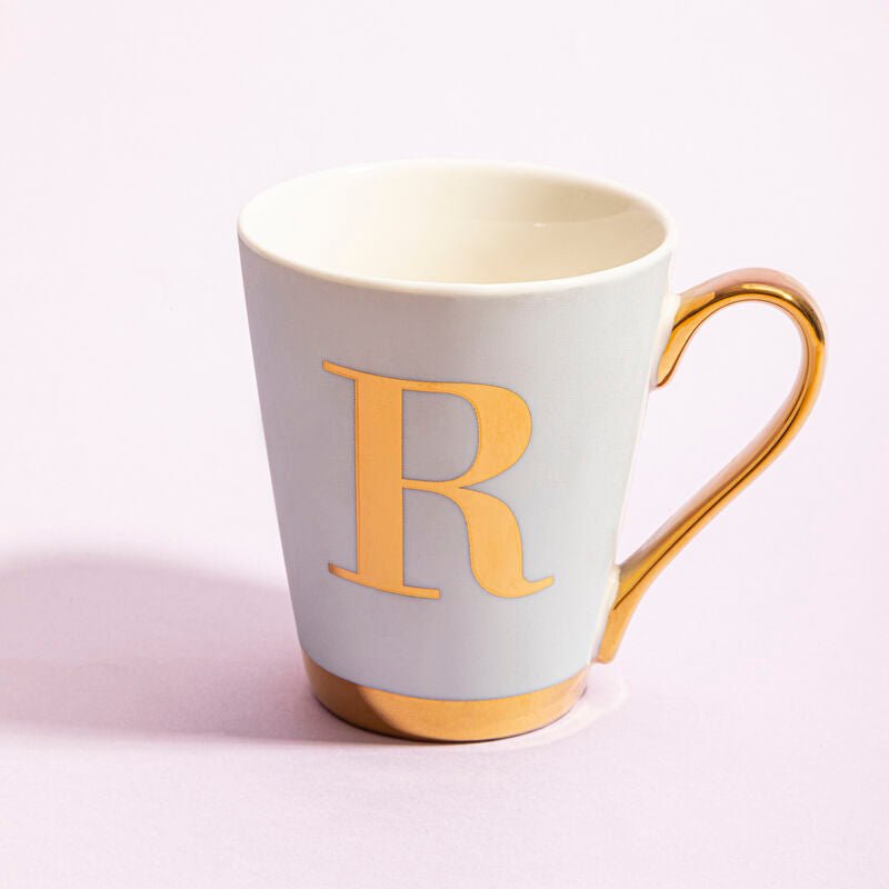 Mimo Green Frosted Deco R Letter Monogram Mug. - Joe’s Haven