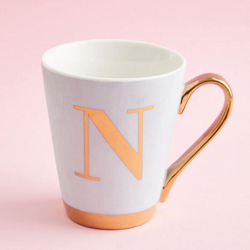Mimo Green Frosted Deco N Letter Monogram Mug - Joe’s Haven