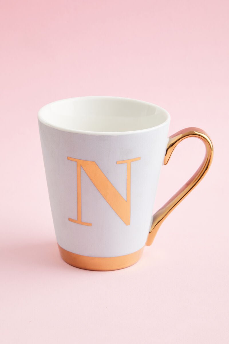Mimo Green Frosted Deco N Letter Monogram Mug - Joe’s Haven