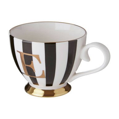 Duchess Black and White Monogram Mug, E - Joe’s Haven