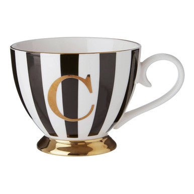 Duchess Black and White Monogram Mug, C - Joe’s Haven