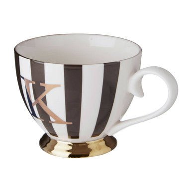 Duchess Black and White Monogram Mug, K - Joe’s Haven