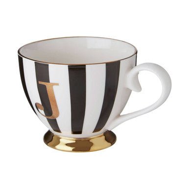 Duchess Black and White Monogram Mug, J - Joe’s Haven