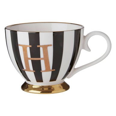 Duchess Black and White Monogram Mug, H - Joe’s Haven