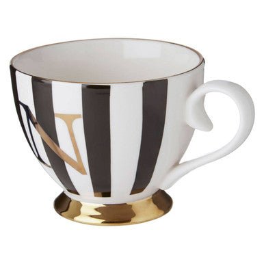 Duchess Black and White Monogram Mug, N - Joe’s Haven