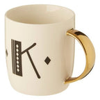 Diamond Deco White Monogram Mug, K - Joe’s Haven