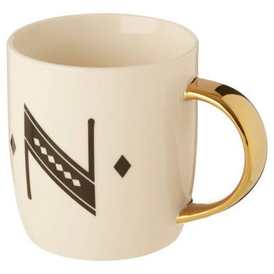 Diamond Deco White Monogram Mug, N - Joe’s Haven