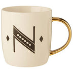 Diamond Deco White Monogram Mug, N - Joe’s Haven