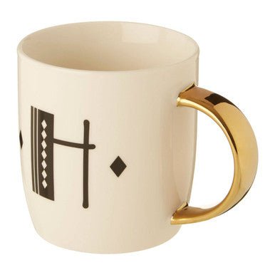 Diamond Deco White Monogram Mug, H - Joe’s Haven