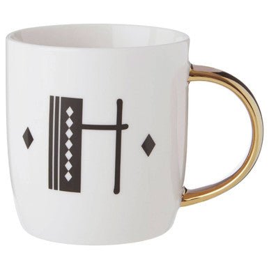 Diamond Deco White Monogram Mug, H - Joe’s Haven