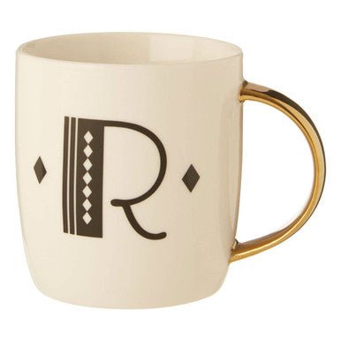 Diamond Deco White Monogram Mug, R - Joe’s Haven