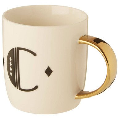 Diamond Deco White Monogram Mug, C - Joe’s Haven