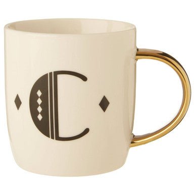 Diamond Deco White Monogram Mug, C - Joe’s Haven