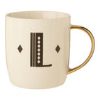 Diamond Deco White Monogram Mug, L - Joe’s Haven