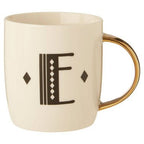 Diamond Deco White Monogram Mug, E - Joe’s Haven