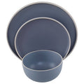 Elmira Twelve Piece Blue Stoneware Dinner Set With Grey Rim - Joe’s Haven
